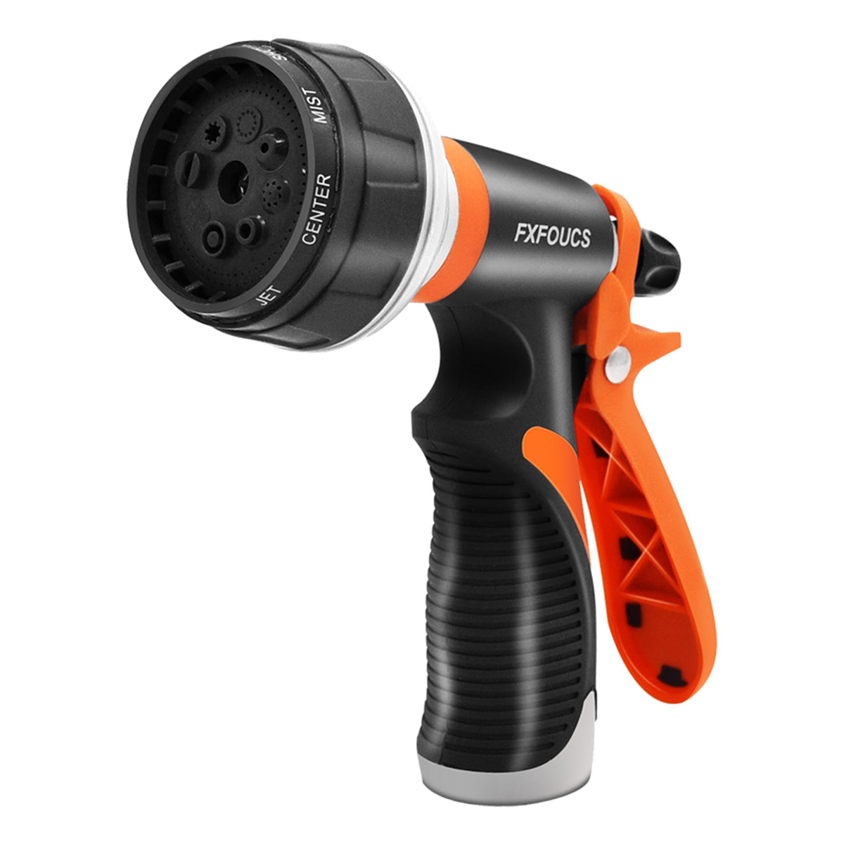 FXFOUCS garden hose nozzle with ergonomic grip for comfortable, extended use.