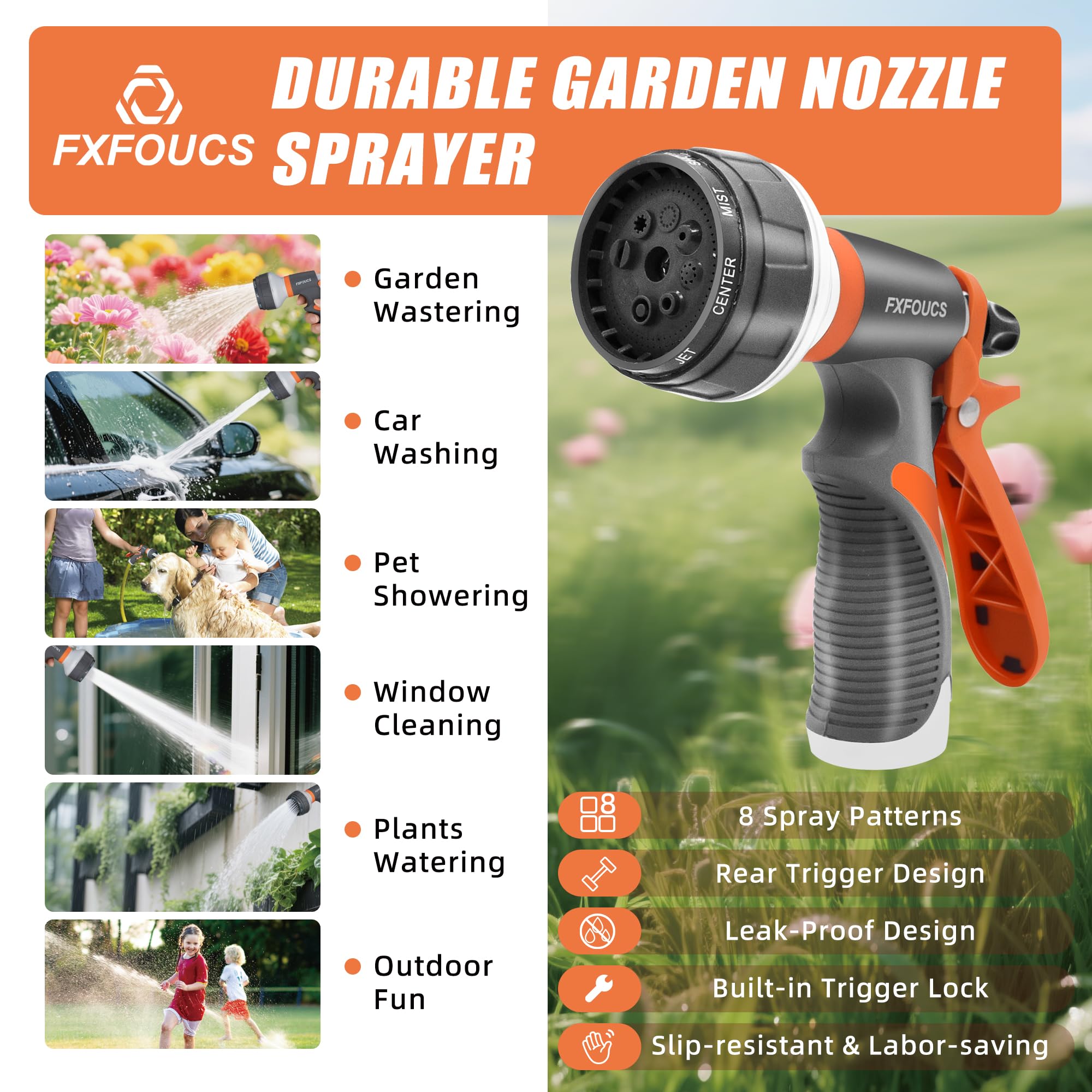FXFOUCS heavy-duty spray nozzle maintains performance even with low water pressure