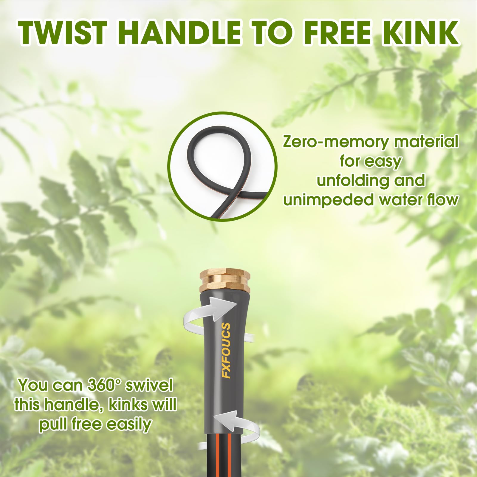 FXFOUCS swivel-handle hose enabling smooth operation around corners