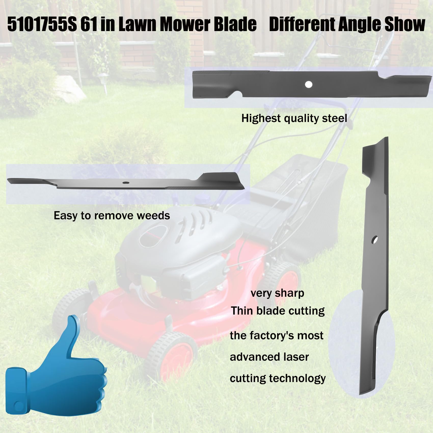 Fxsmgdy 5101755S blade mounted on a Ferris/Scag mower in action.
