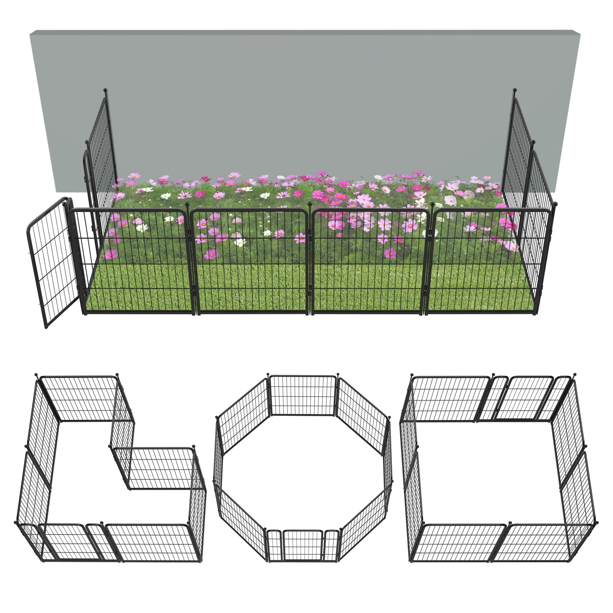 FXW Garden Fence 32in panel front view shows sturdy metal construction for pet safety.