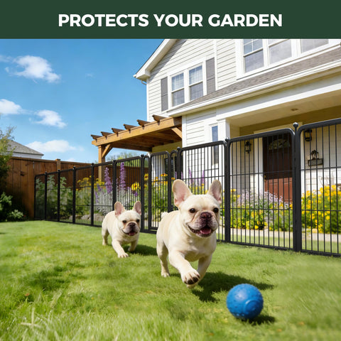 FXW heavy-duty metal panels provide sturdy, durable fencing for gardens.