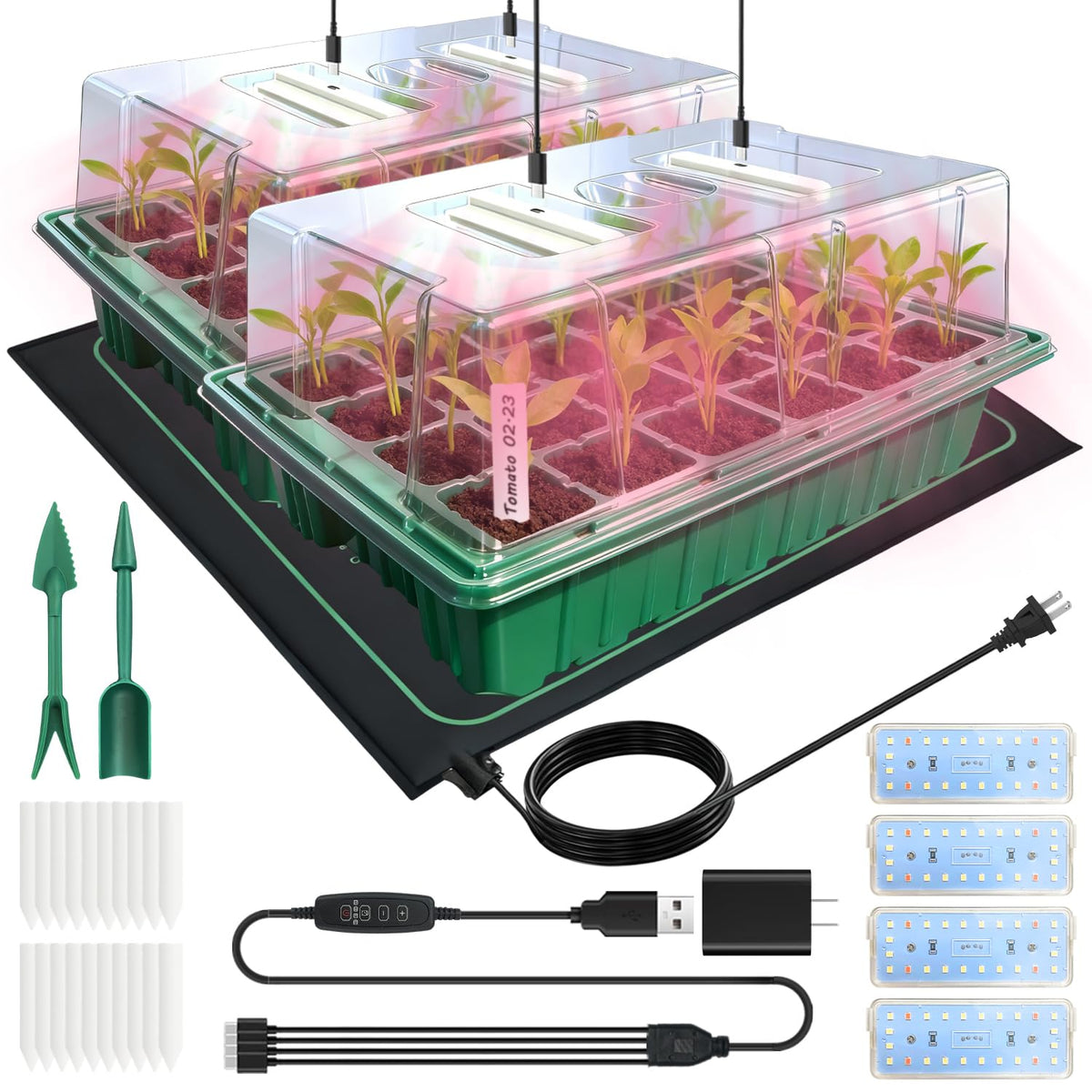 FYLXURO seed-starter tray with grow lights and heat mat for efficient germination