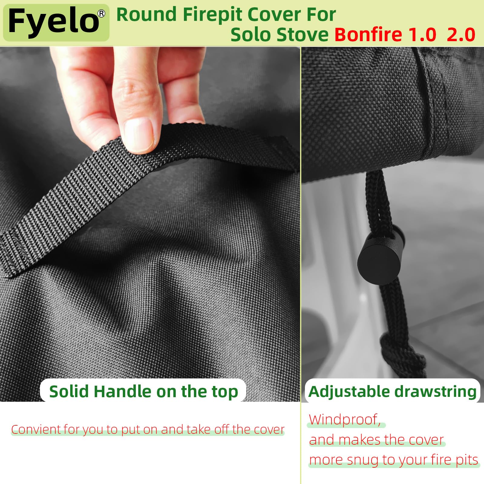 Fyelo seam-sealed cover blocks water seepage at seams for durability.
