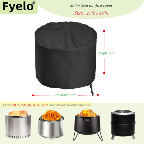 Fyelo fire pit cover for Solo Stove Bonfire 19.5-inch shields from snow and debris.