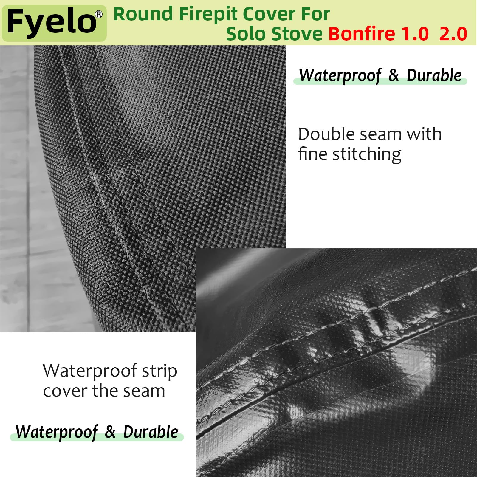 Fyelo 600D waterproof cover keeps Bonfire dry during rain and snow.