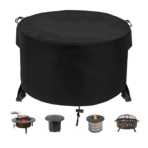 Fyelo round fire pit cover shields a 36-inch diameter pit from rain and dust