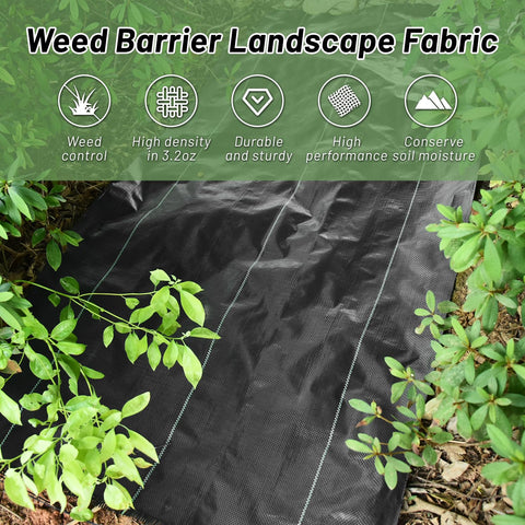 FYFMFER weed barrier fabric with pegs in package for easy setup.