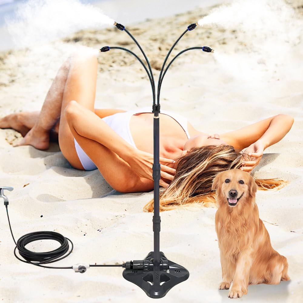 FYHERBS UR FOREST misting stand base shows portable outdoor cooling for patios.