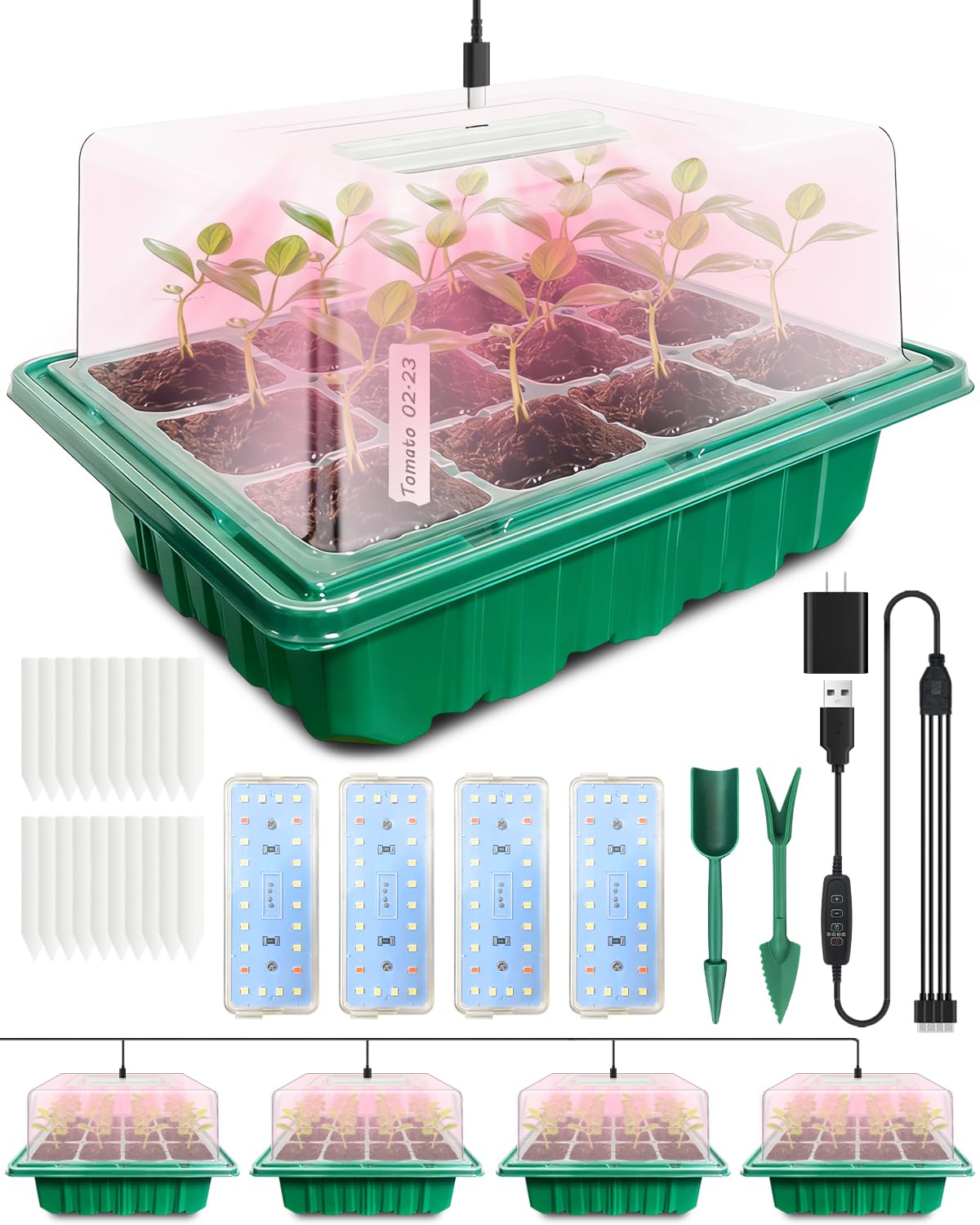 FYLXURO seed starter tray with grow lights supports indoor germination