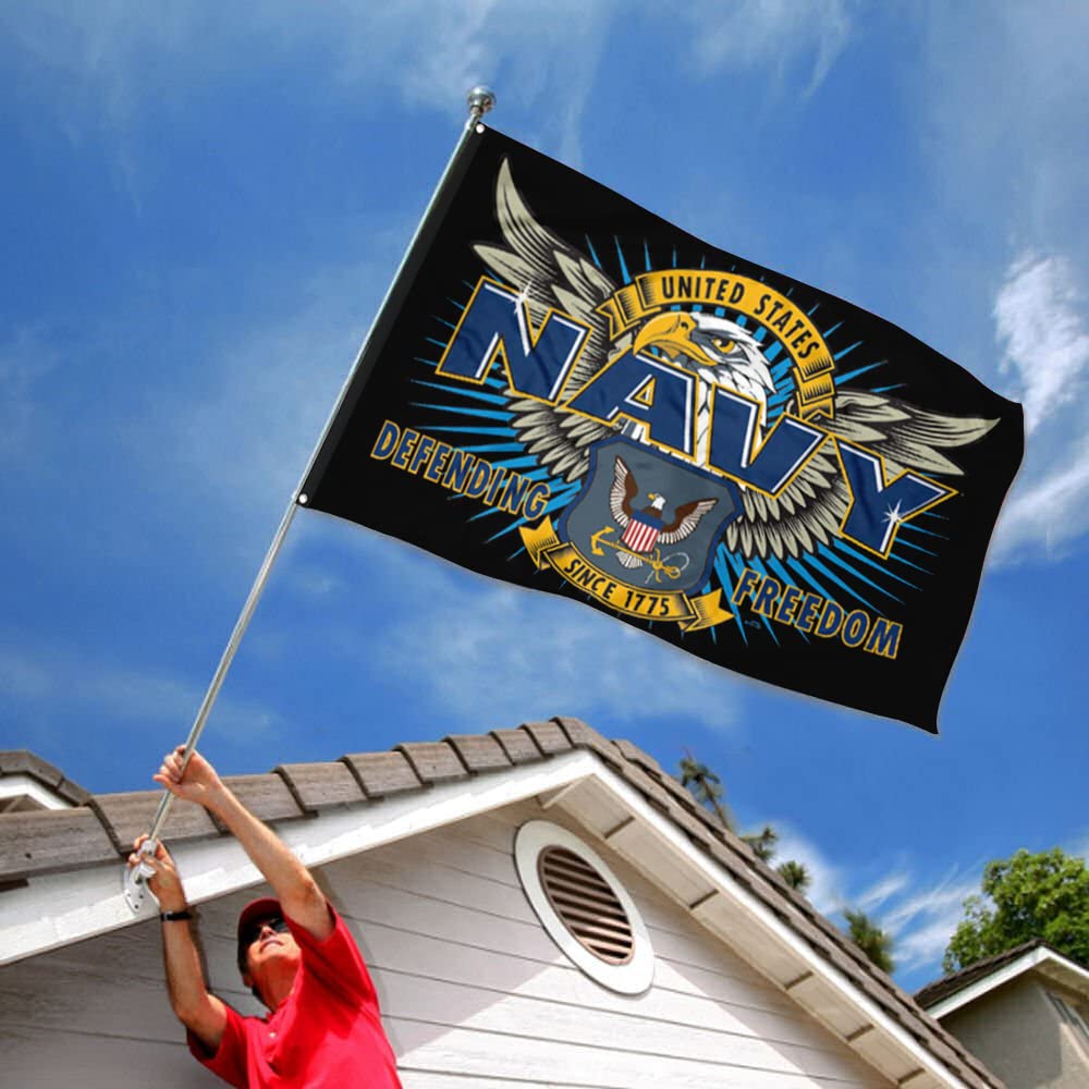 Grommets on the Fyon flag ready to hang indoors or outdoors