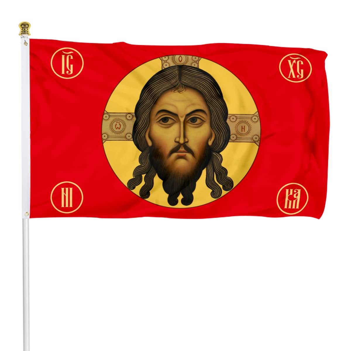 Fyon Jesus Imperial Gonfalon flag front view, ideal for indoor display and outdoor events.