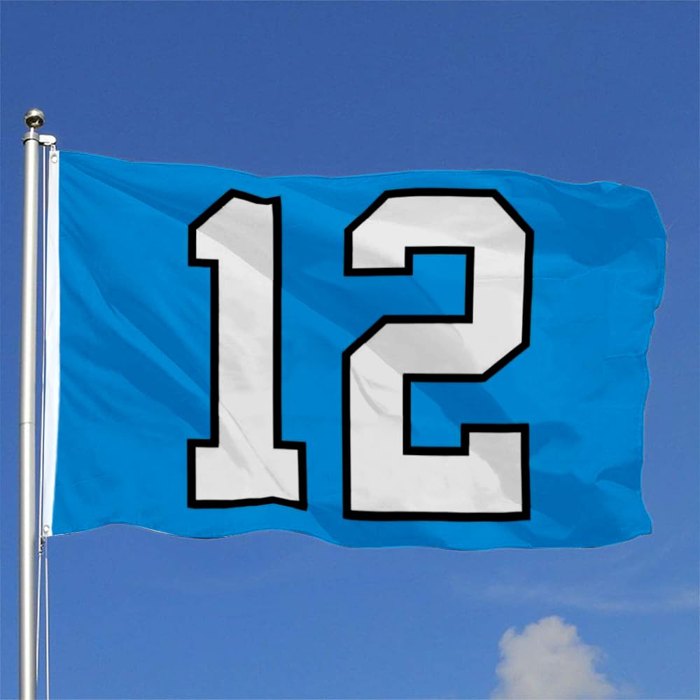 Fyon large 12th Man light blue flag waving for outdoor display