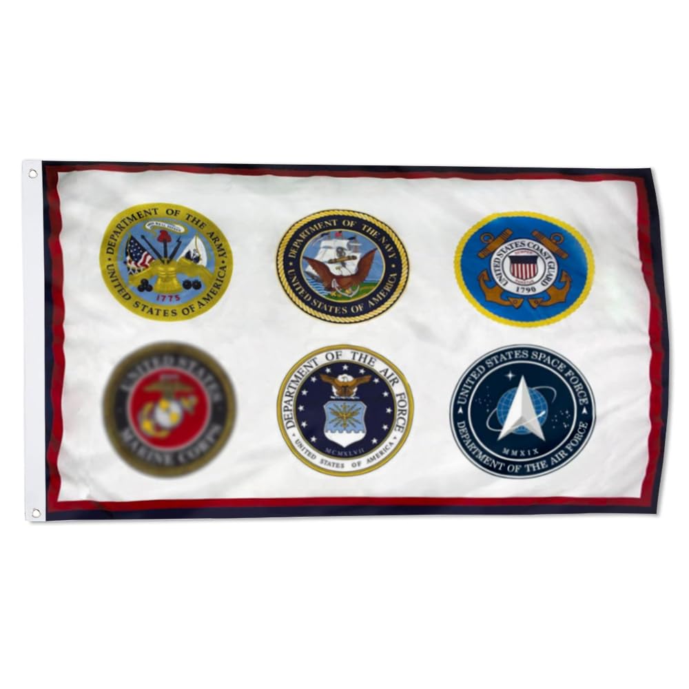 Fyon US Armed Forces flag 3x5ft front view, double-sided printing for clear visibility indoors or outdoors.