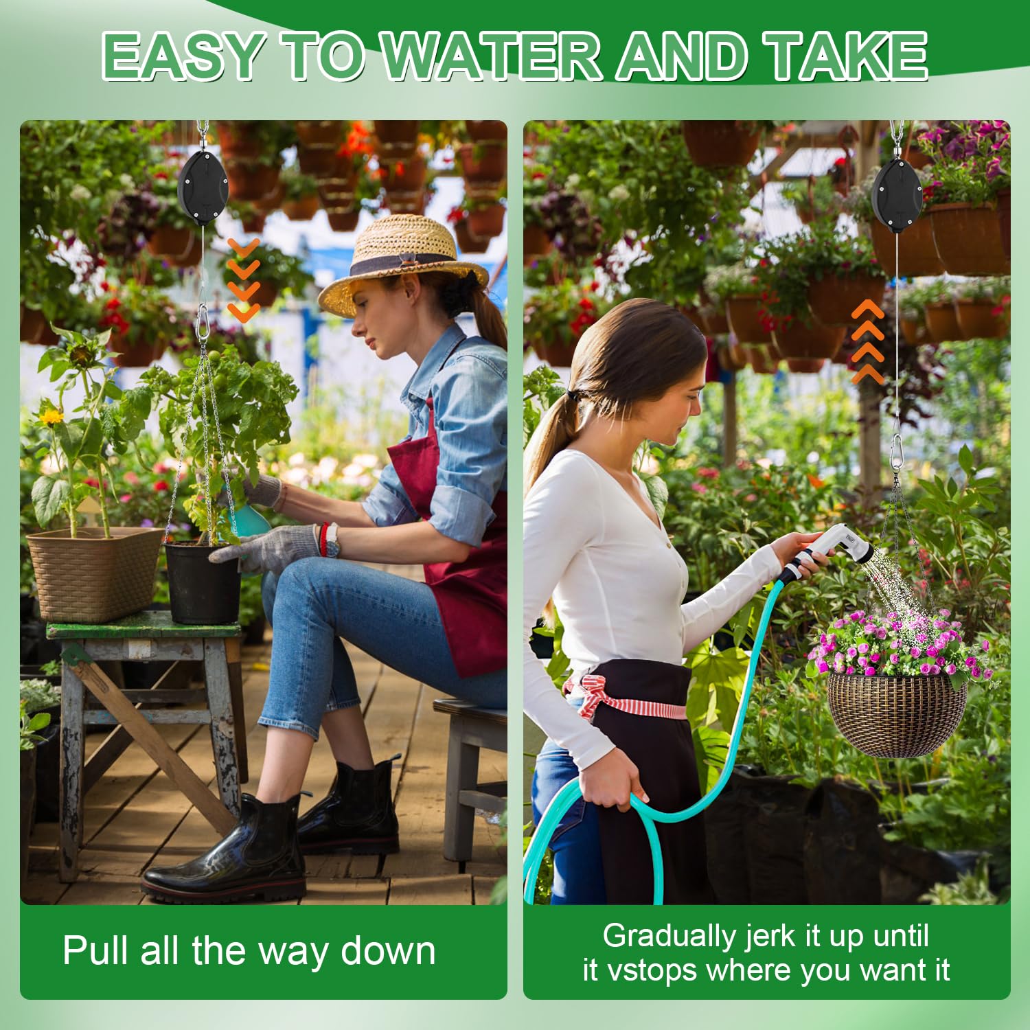 FYRVEXENZI 63-inch rope extended to reach hanging baskets without ladders.