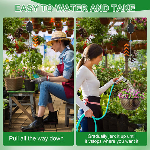 FYRVEXENZI 63-inch rope extended to reach hanging baskets without ladders.