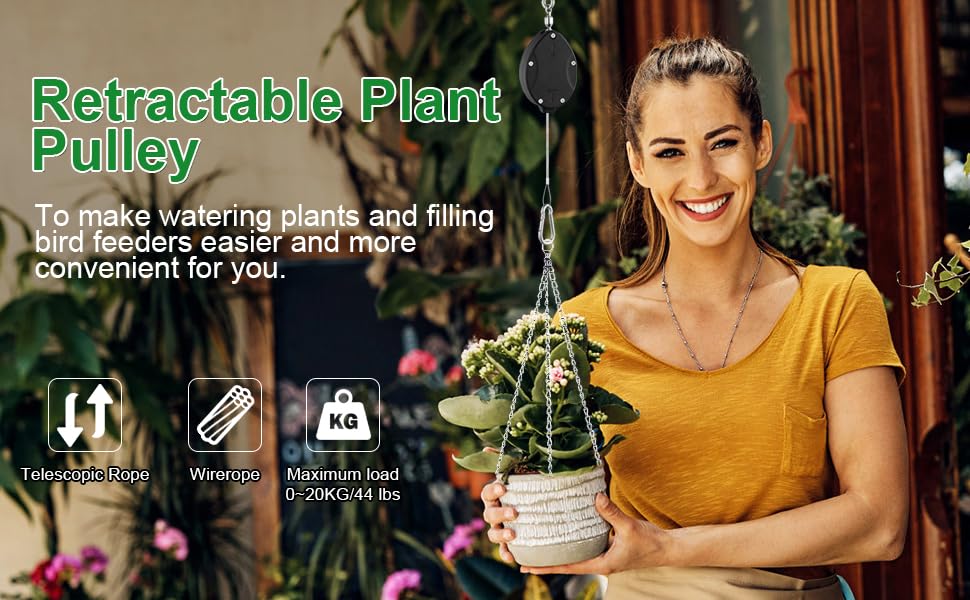 FYRVEXENZI easy-install hardware enables ladder-free watering and pruning.
