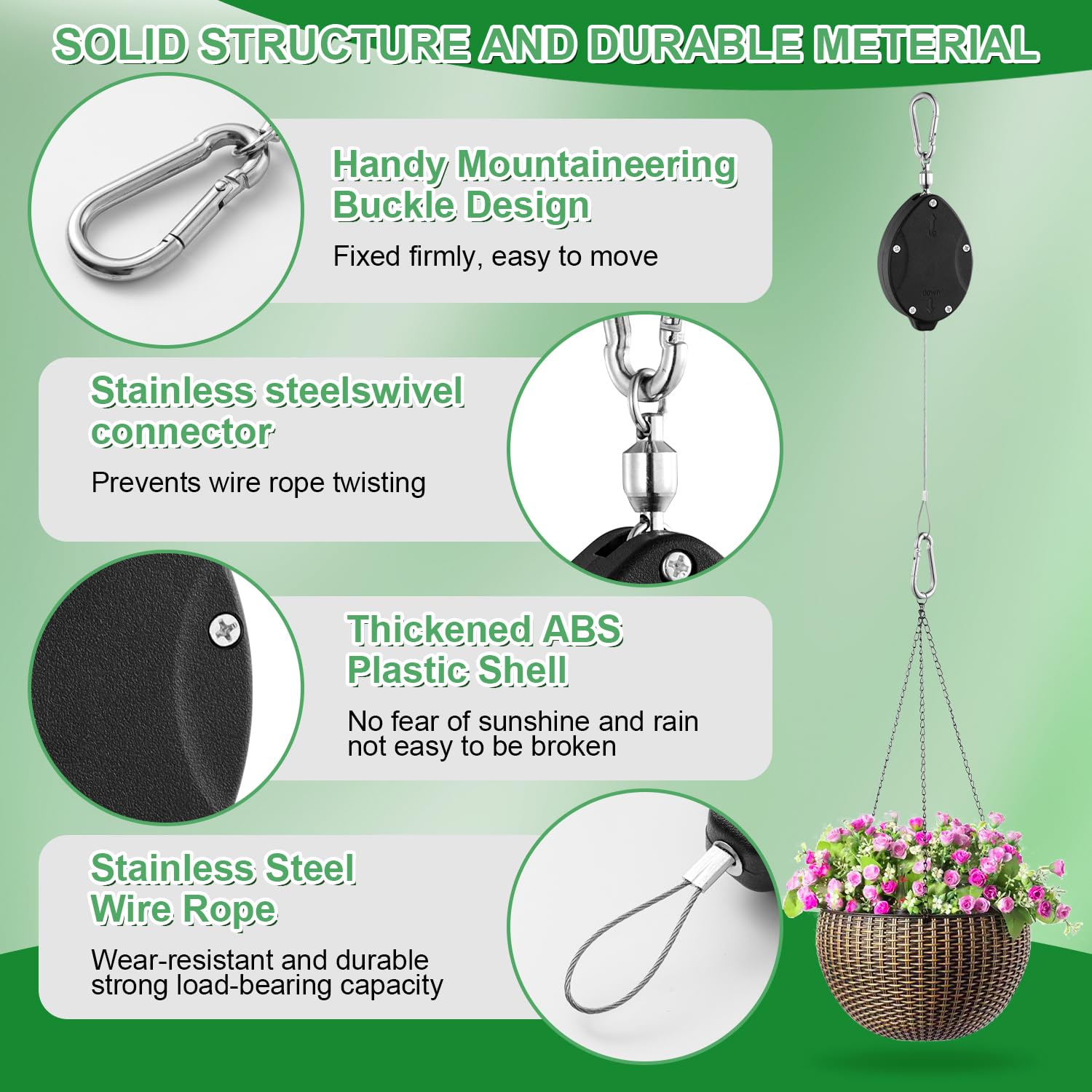 FYRVEXENZI versatile hanger fits plants, bird feeders, and wind chimes.