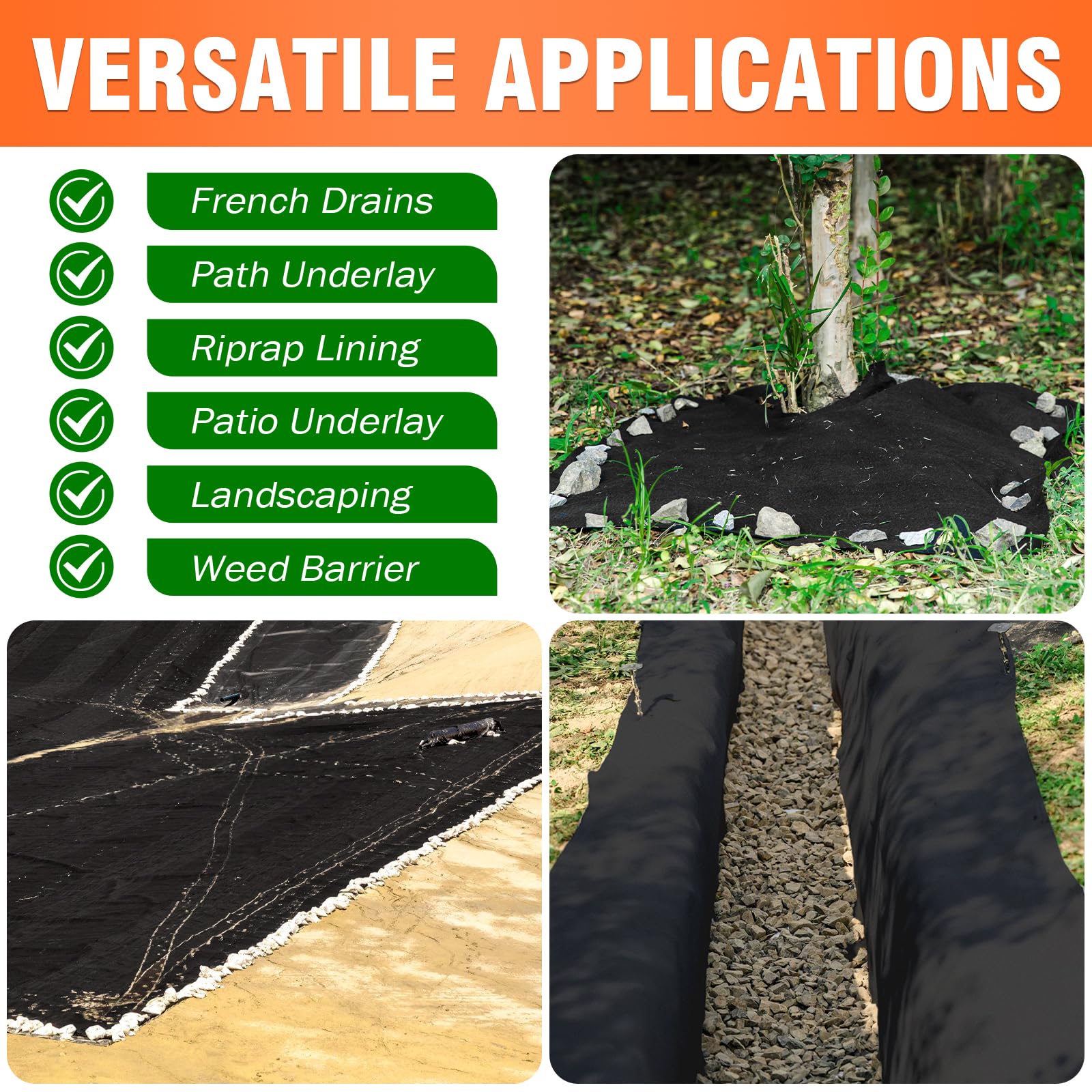 Fysatrix geotextile in garden beds separates soil and aggregates for better rooting.