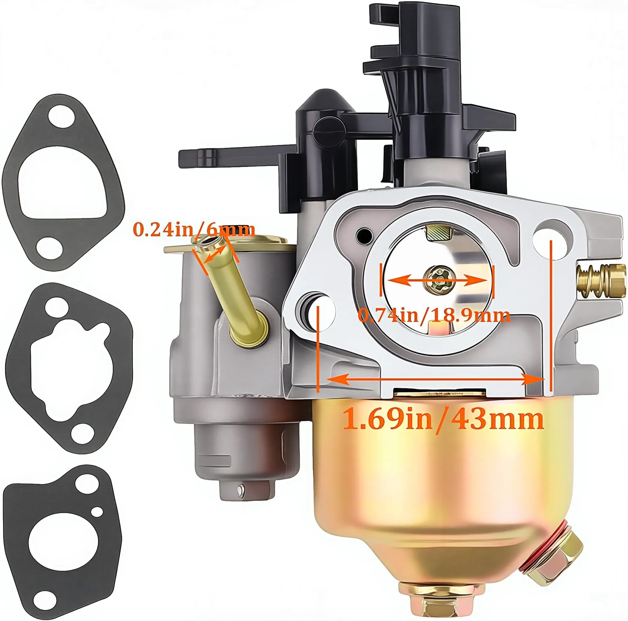 FYSHIQING 212cc carburetor packaging includes spark plug and gaskets.