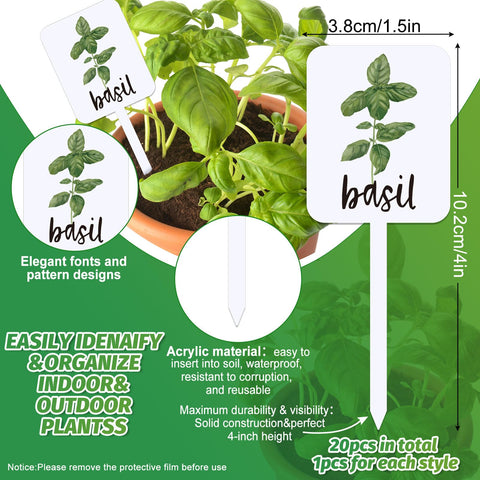 FYSUIMU acrylic garden marker herbs clearly identifying basil, cilantro, and more.