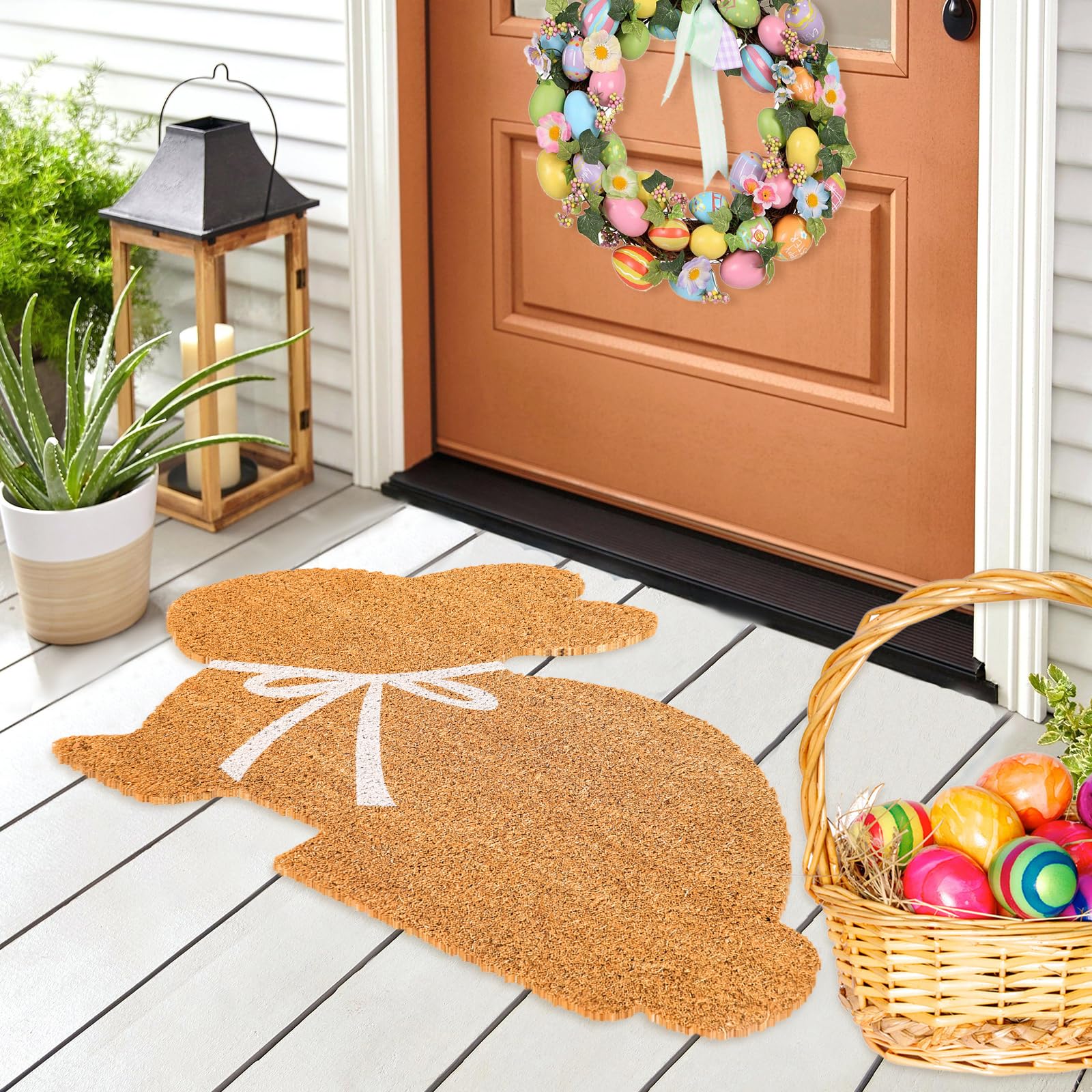 FYSUIMU Easter bunny doormat adds festive charm at your front door.