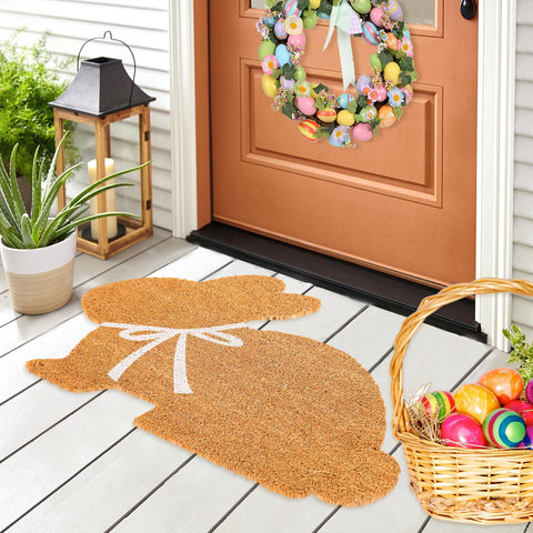 FYSUIMU Easter bunny doormat adds festive charm at your front door.
