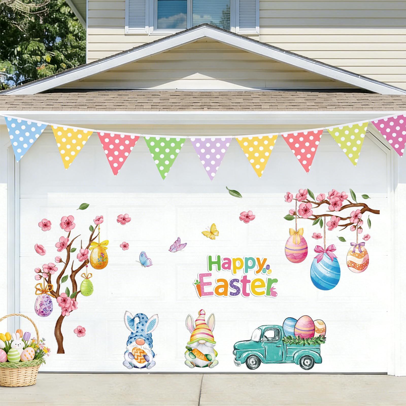FYSUIMU garage door magnet displaying flowers and eggs for holiday mood.