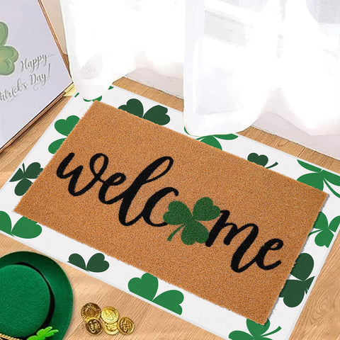 FYSUIMU green shamrock design detail enhances festive entryway appeal.