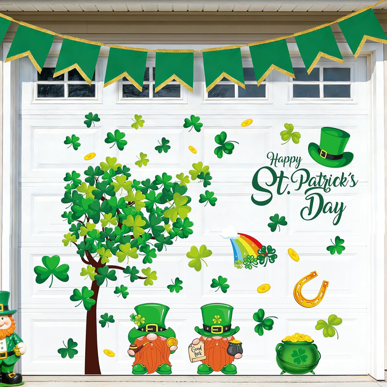 FYSUIMU shamrock tree magnet with gnome for festive garage decor