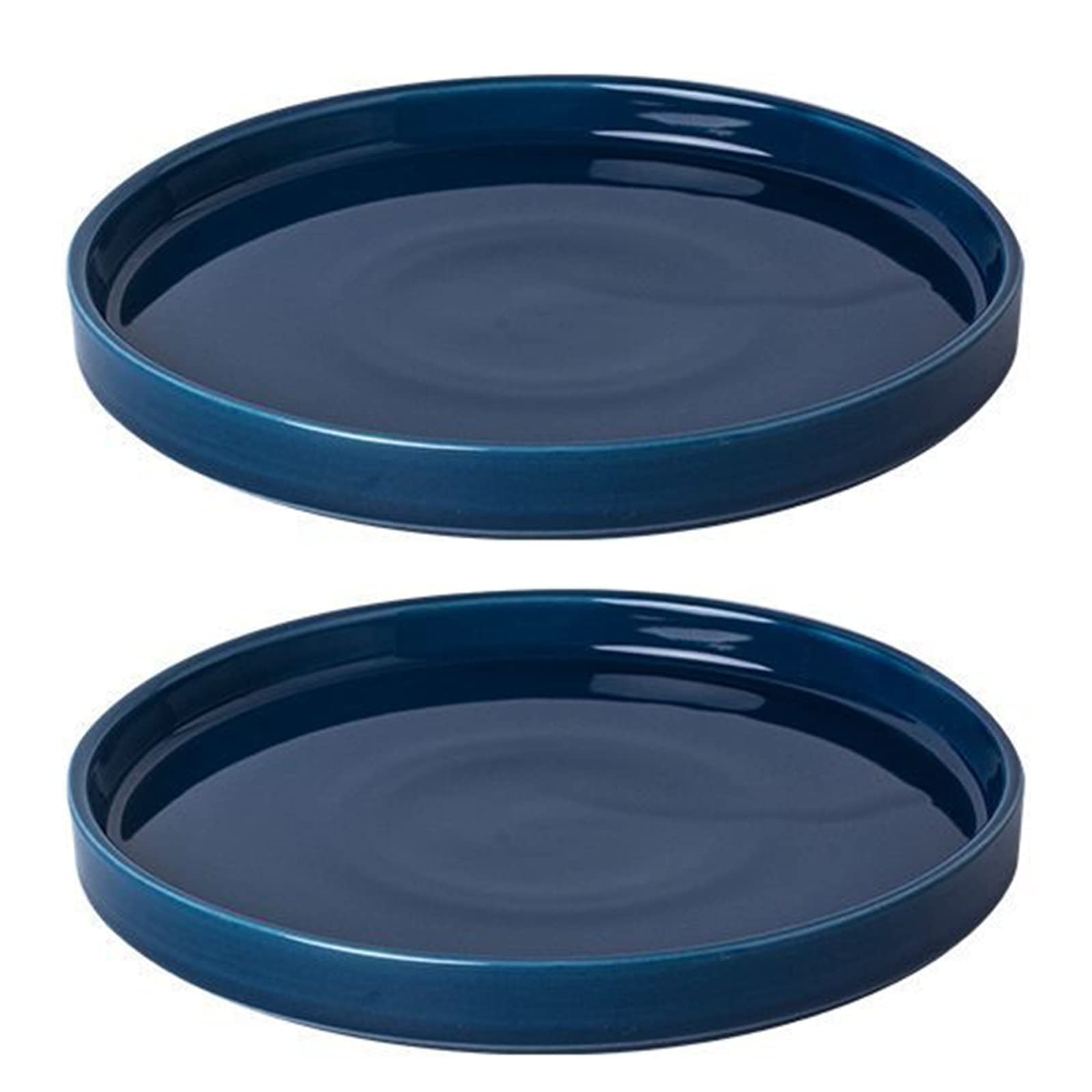 Fzfeiyy ceramic plant saucer 7-inch blue round protects floors from water leaks