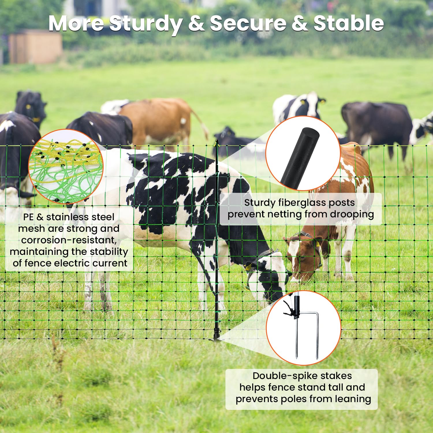 FZIFZI portable electric fence in field deters disturbances while guarding livestock