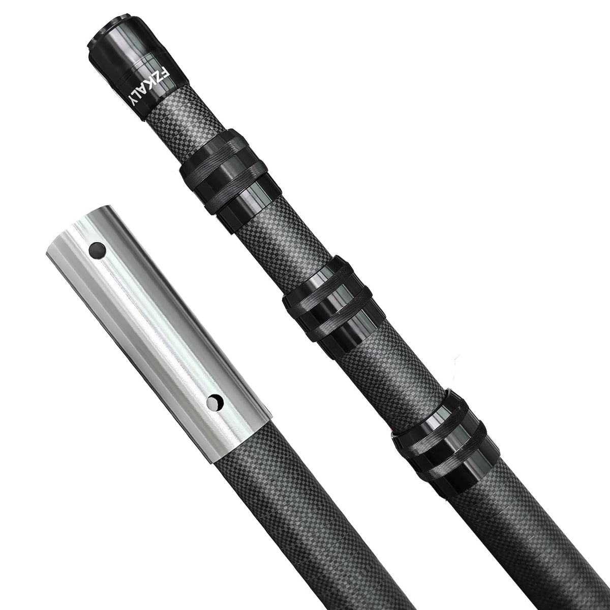 Fzkaly carbon fiber pool pole extended to reach hard-to-access areas.