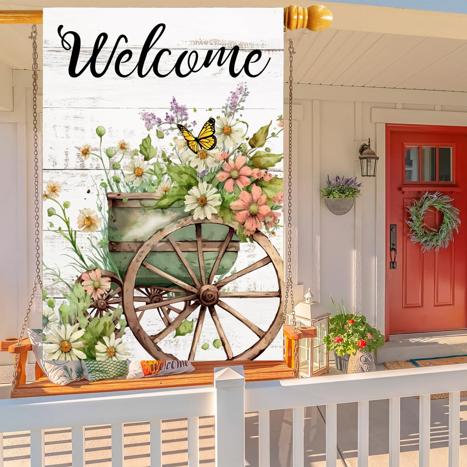 FZMHASLWW 28x40 yard flag boosts outdoor charm with seasonal florals