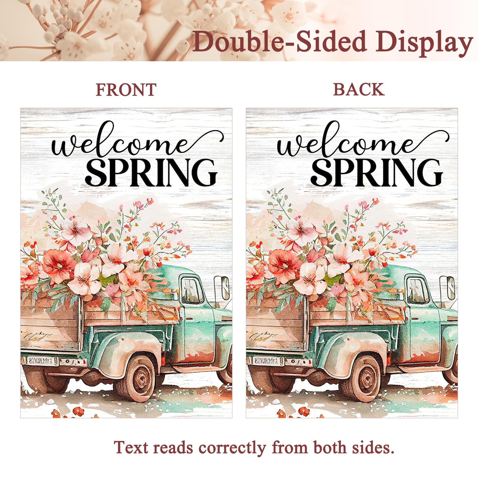 FZMHASLWW 12x18 garden flag showcases floral truck design