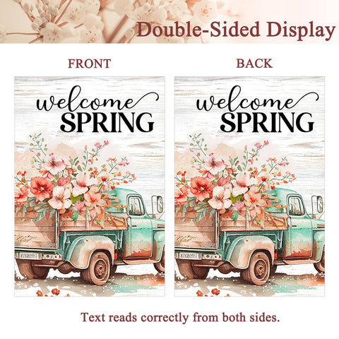 FZMHASLWW 12x18 garden flag showcases floral truck design
