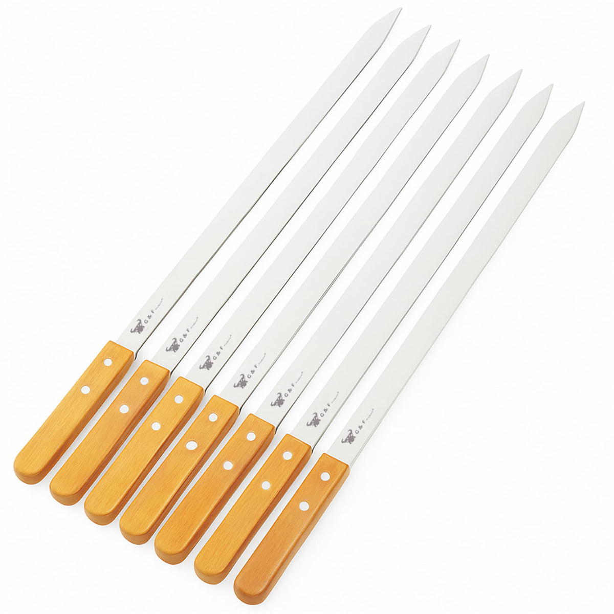 G and F Products BBQ skewers with 23-inch flat blades for even grilling.