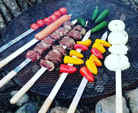 Eight-piece set ready for backyard cookouts and camping trips.