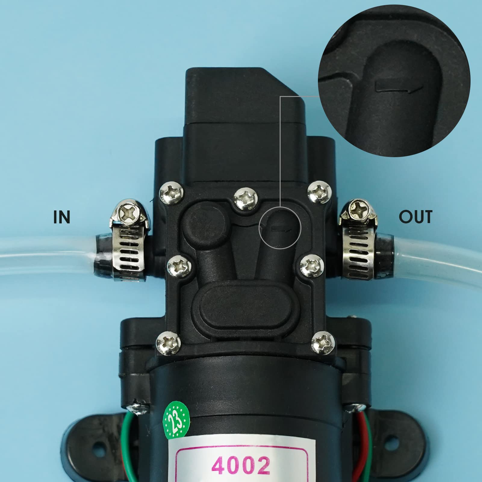G Ganen 4-5 L/min flow delivering steady water to sprayers.