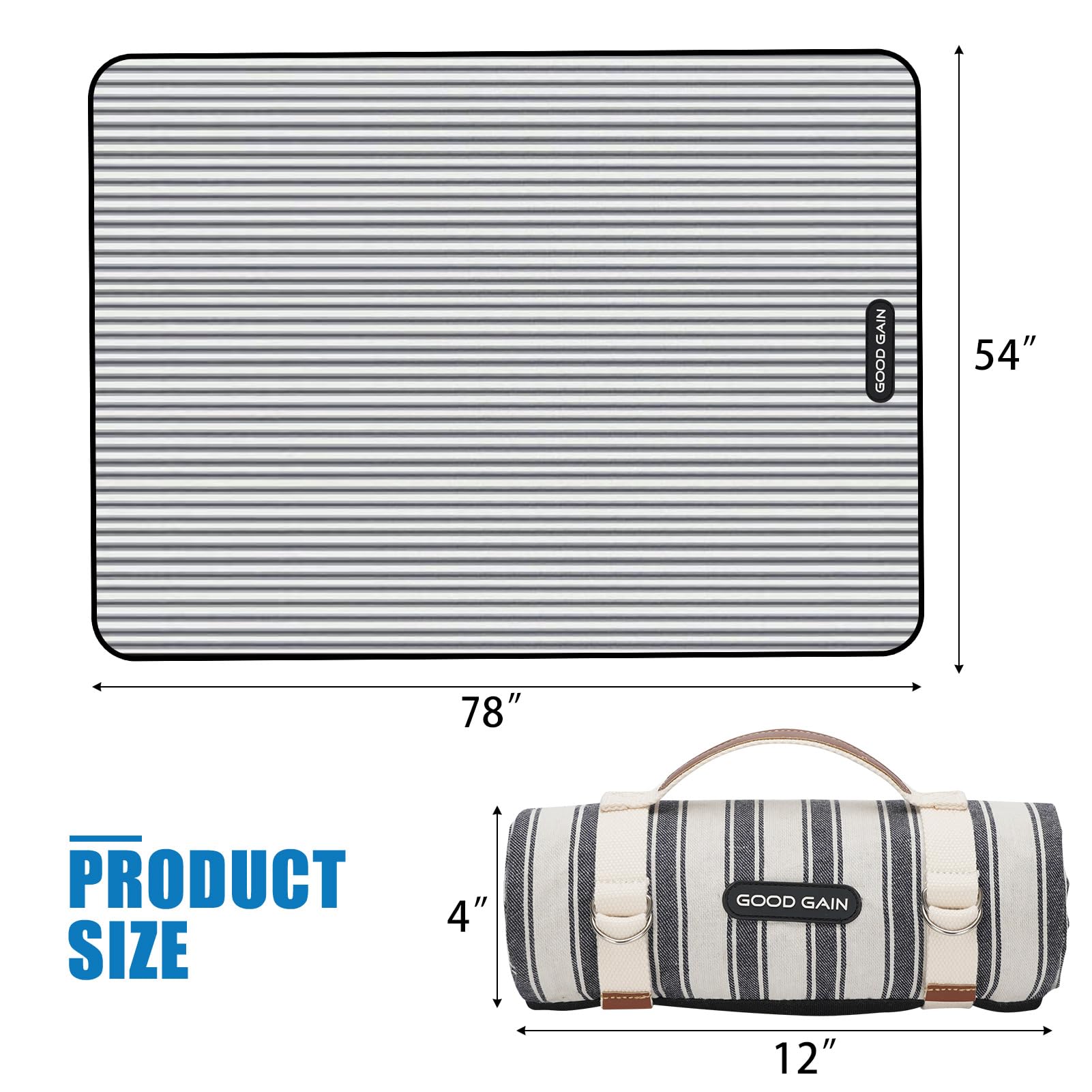 G GOOD GAIN berry blue picnic blanket packable for picnics and travel.
