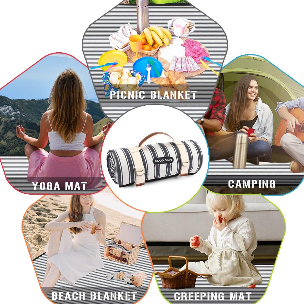 G GOOD GAIN easy-to-clean picnic blanket surface suitable for quick wipe downs.