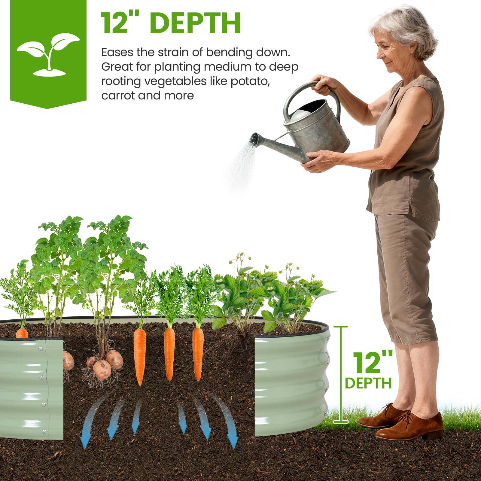 G GOOD GAIN garden bed with plants demonstrates versatile use for vegetables and herbs