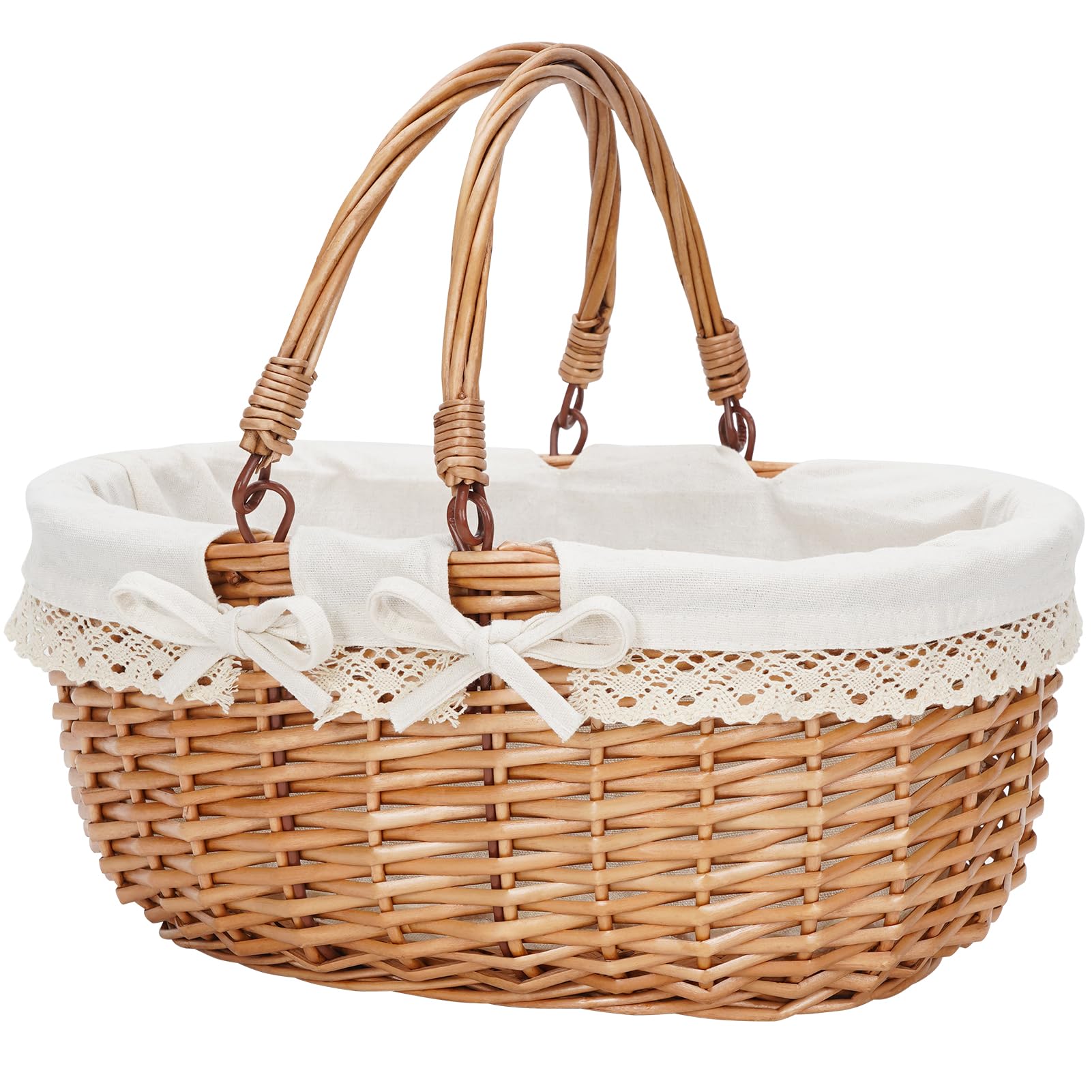 G GOOD GAIN oval picnic basket with folding handles for easy transport on outings.