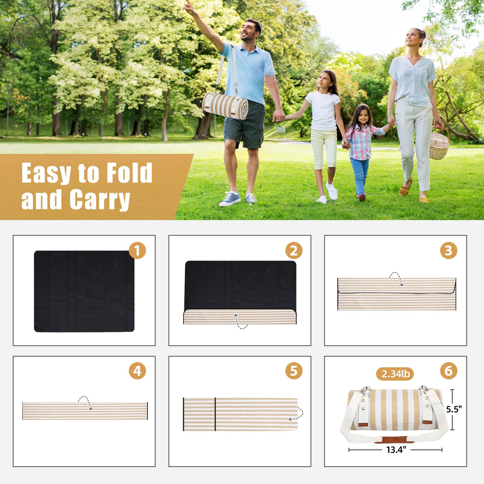 G GOOD GAIN picnic blanket is machine washable for quick cleanup.
