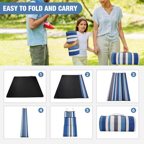 G GOOD GAIN blanket used for beach, picnic, and travel scenarios
