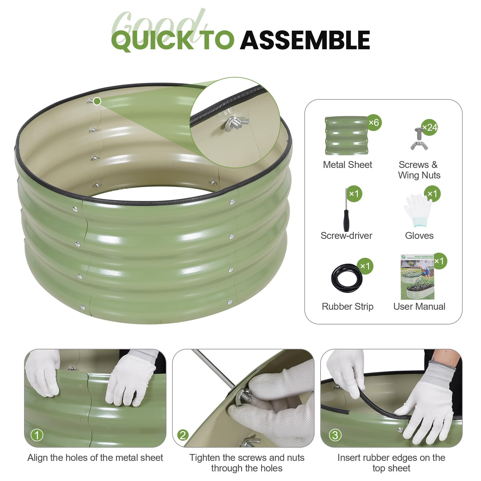 G GOOD GAIN olive green finish blends with outdoors and provides ample growing space.
