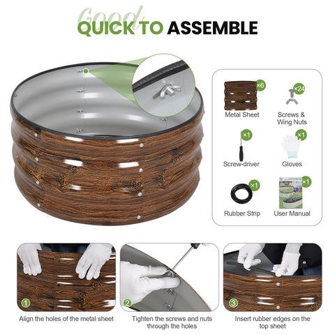 G GOOD GAIN Round Raised Bed fitting a stylish outdoor patio or courtyard.