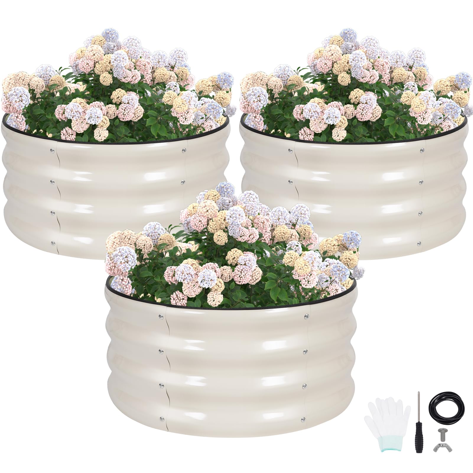 G GOOD GAIN round raised garden bed kit in white for versatile outdoor planting