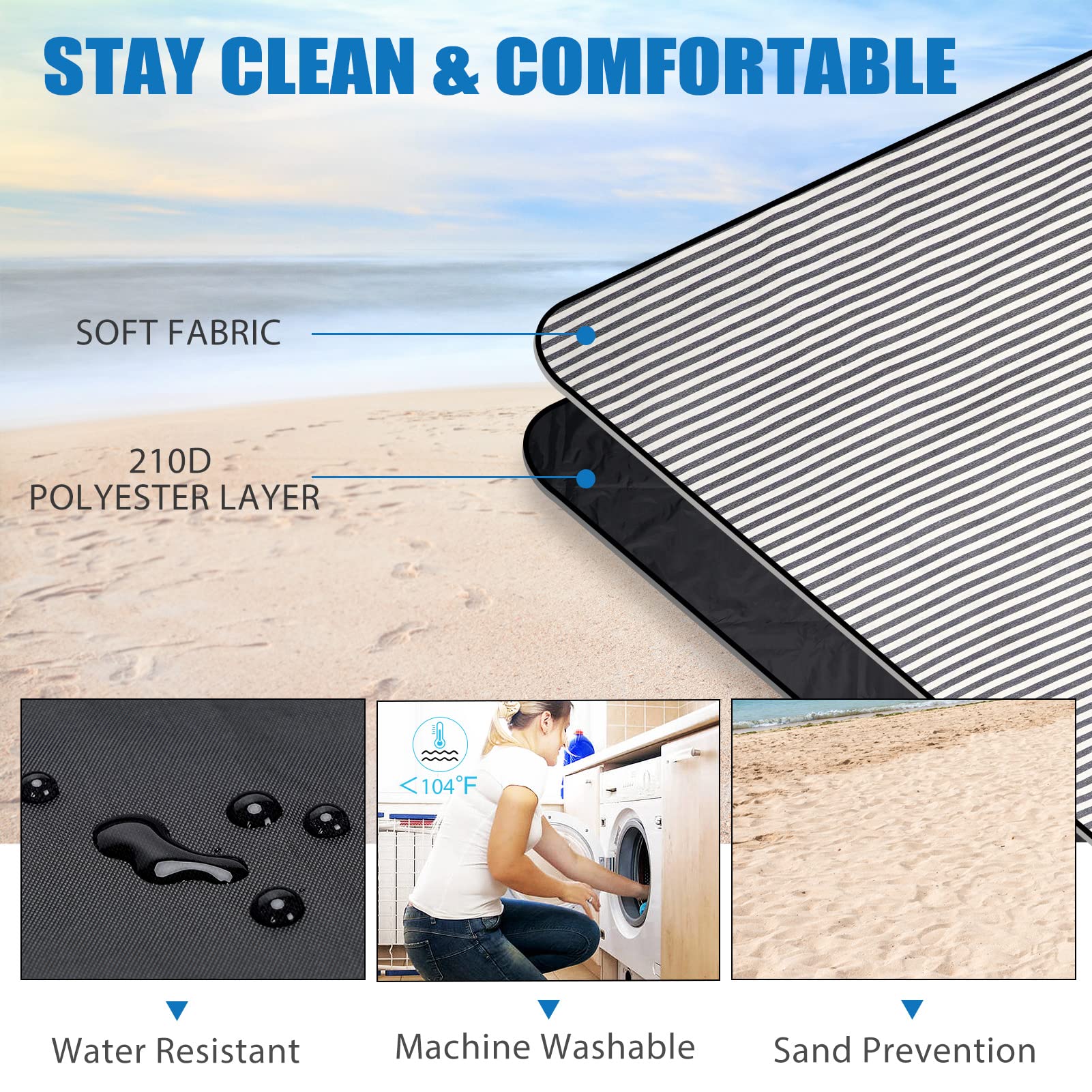 G GOOD GAIN waterproof backing keeps you dry outdoors.