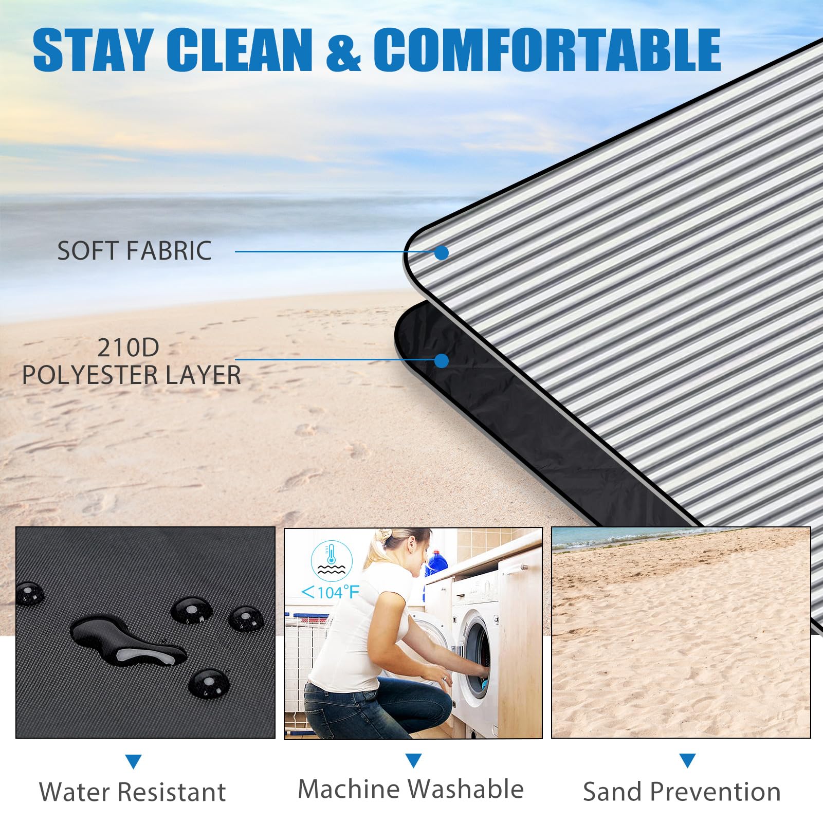 G GOOD GAIN waterproof backing keeps you dry on damp grass during outdoor events.
